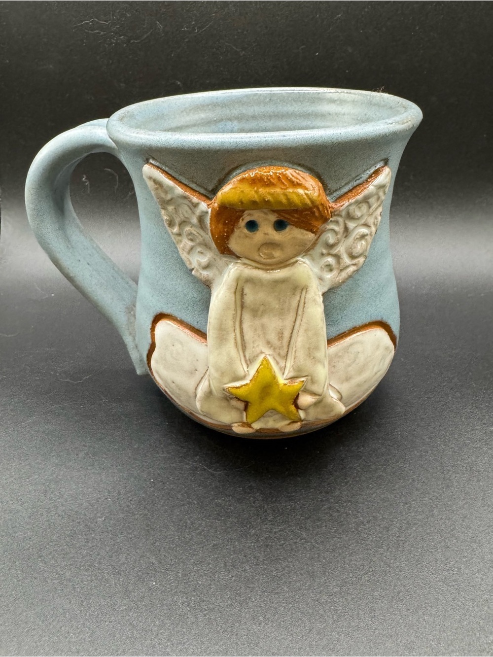 Mudworks Pottery Blue Angel Holding Star Coffee Mug Cup
